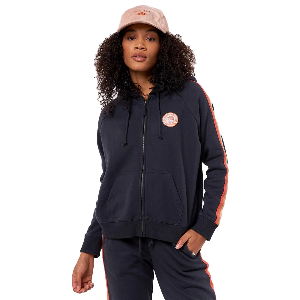 Rip Curl VESTE ZIP FEMME RIPCURL STRIPED RIB WASHED BLACK – Image 2