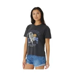 Rip Curl T-SHIRT FEMME RIPCURL BUILT FOR THE SEARCH RELAXED NOIR DÉLAVÉ